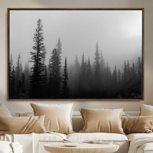 Misty Pines Wall Art Canvas Print – Framed Woodland