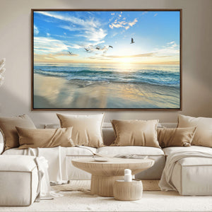 Minimalist Seaside Wall Art Canvas Print – Morning Glow