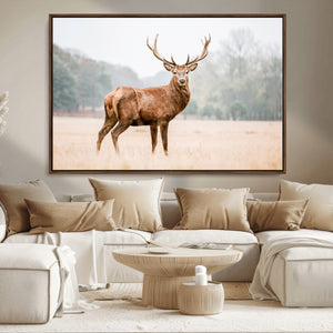 Vintage Wildlife Wall Art Canvas Print – Misty Landscape