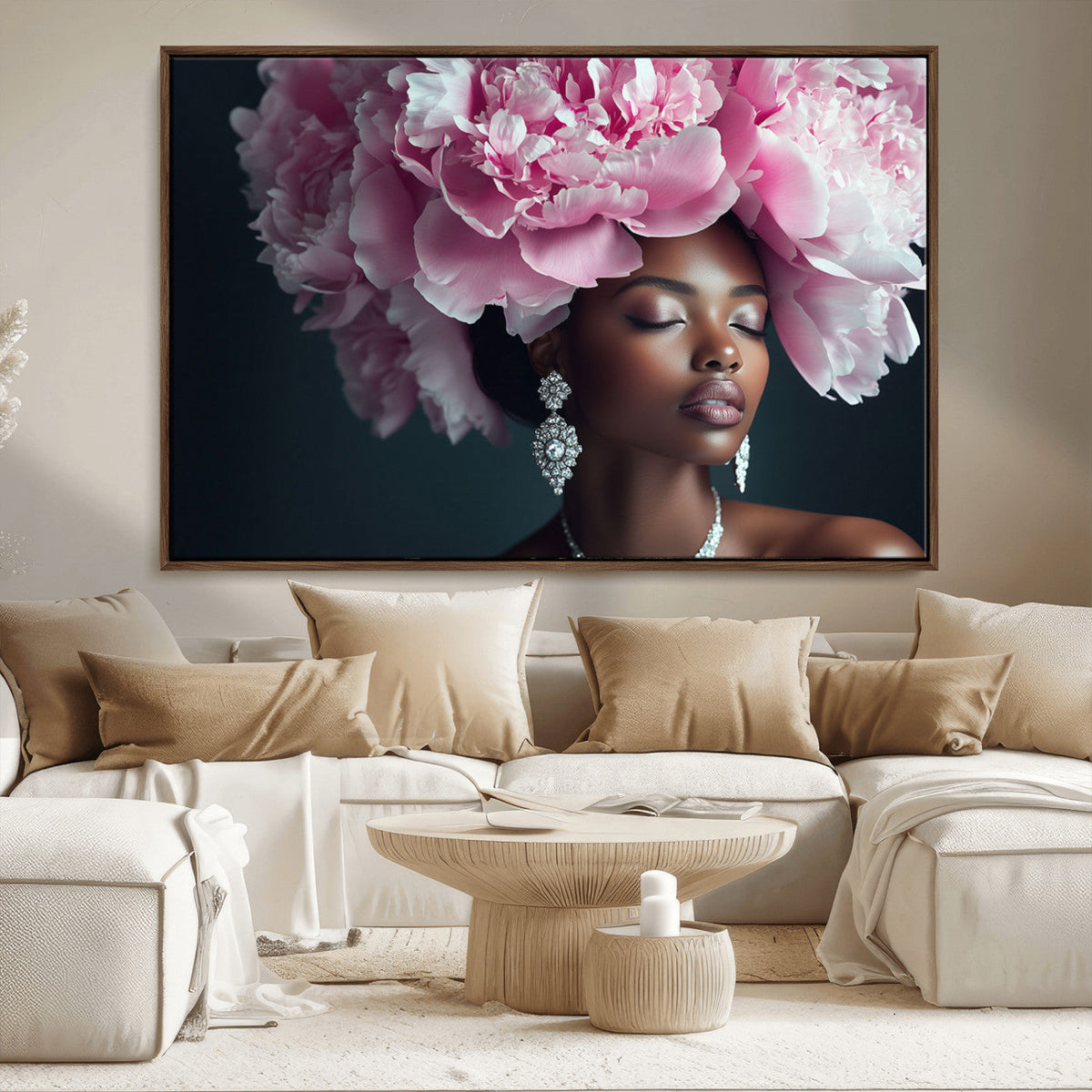 Black Beauty Petal Crown Wall Art Canvas Print – Floral