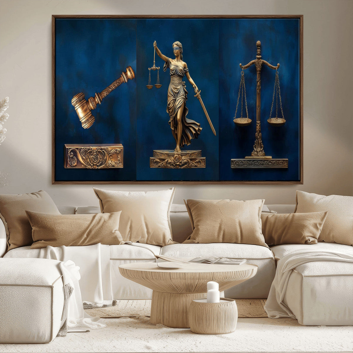 Lady Justice Wall Art Canvas Print – Elegant Gold Legal