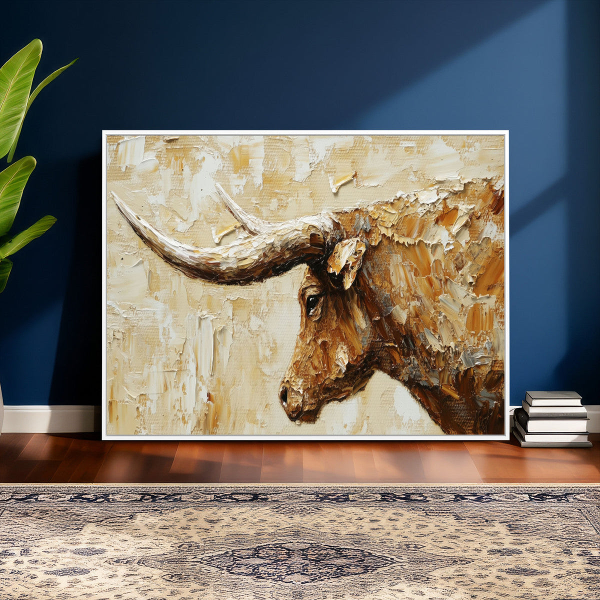 Rustic Longhorn Bull Wall Art Canvas Print – Vintage Western