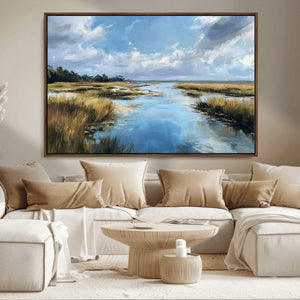 Marshland Wall Art Canvas Print – Serene Water Reflection