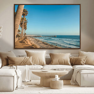 Scenic Beach Wall Art Canvas Print – Tall Palm Trees, Sandy