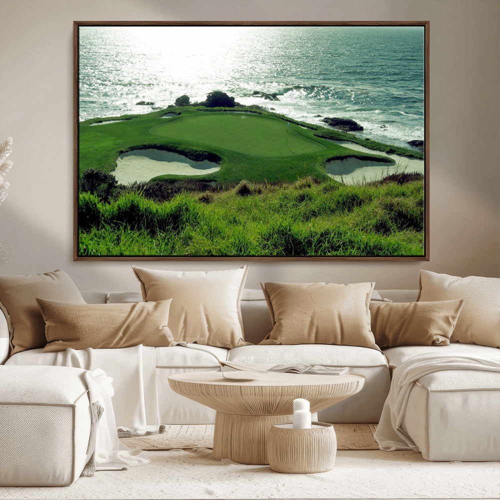 Coastal Golf Course Wall Art Canvas Print – Scenic Green