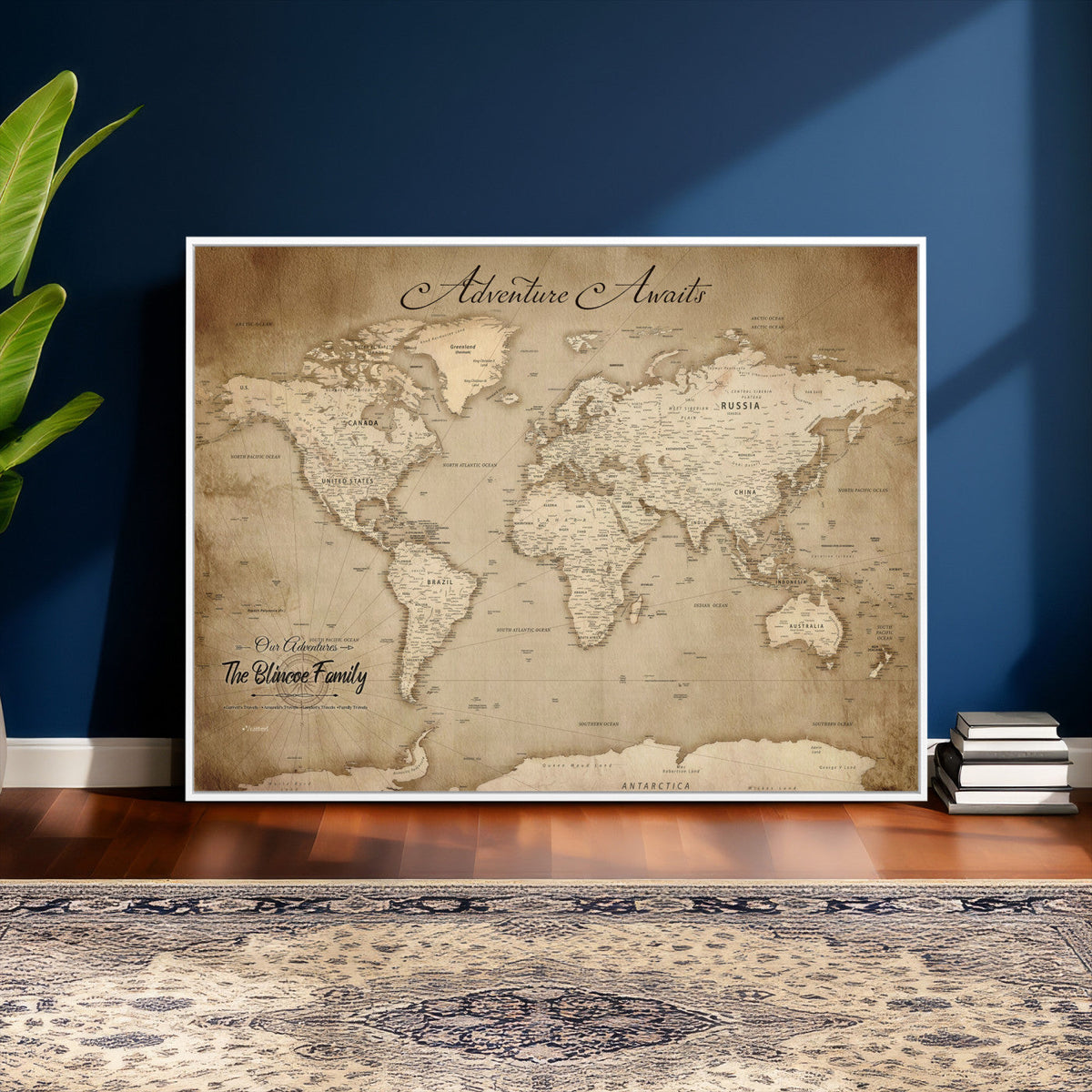 Personalized World Map Wall Art – Customizable Push Pin Map