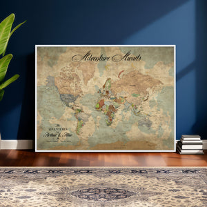 Customize Push Pin World Map Wall Canvas Print –