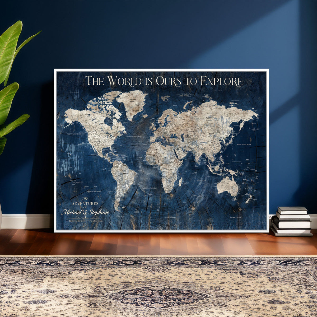 Custom Push Pin Travel Map Wall Art Canvas Print –
