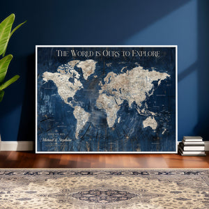 Custom Push Pin Travel Map Wall Art Canvas Print –