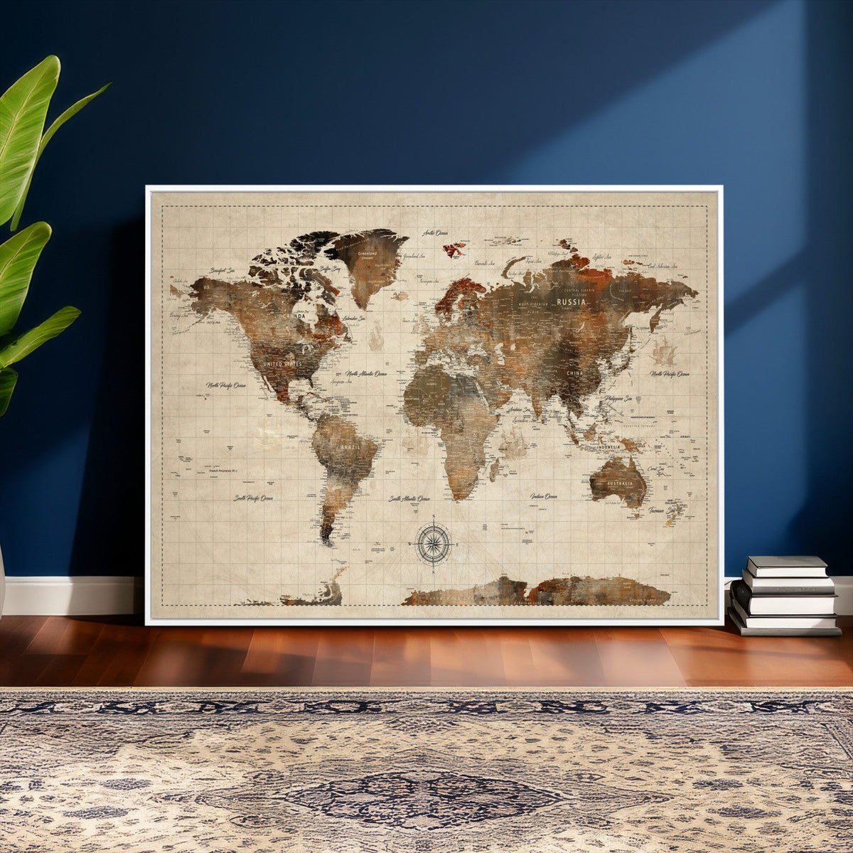 World Map Canvas Print – Framed Detailed Map of the World