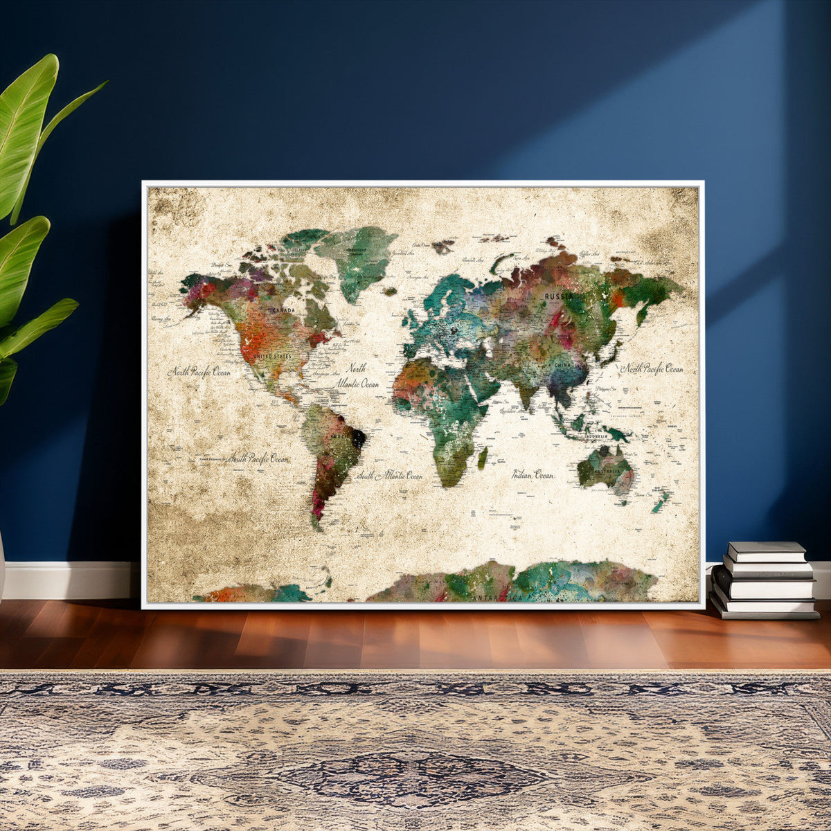 World Map Canvas Print – Framed Detailed Map of the World