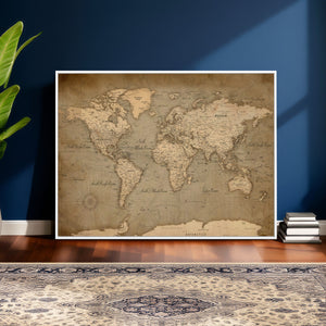 World Map Canvas Print – Framed Travel Map Wall Art for