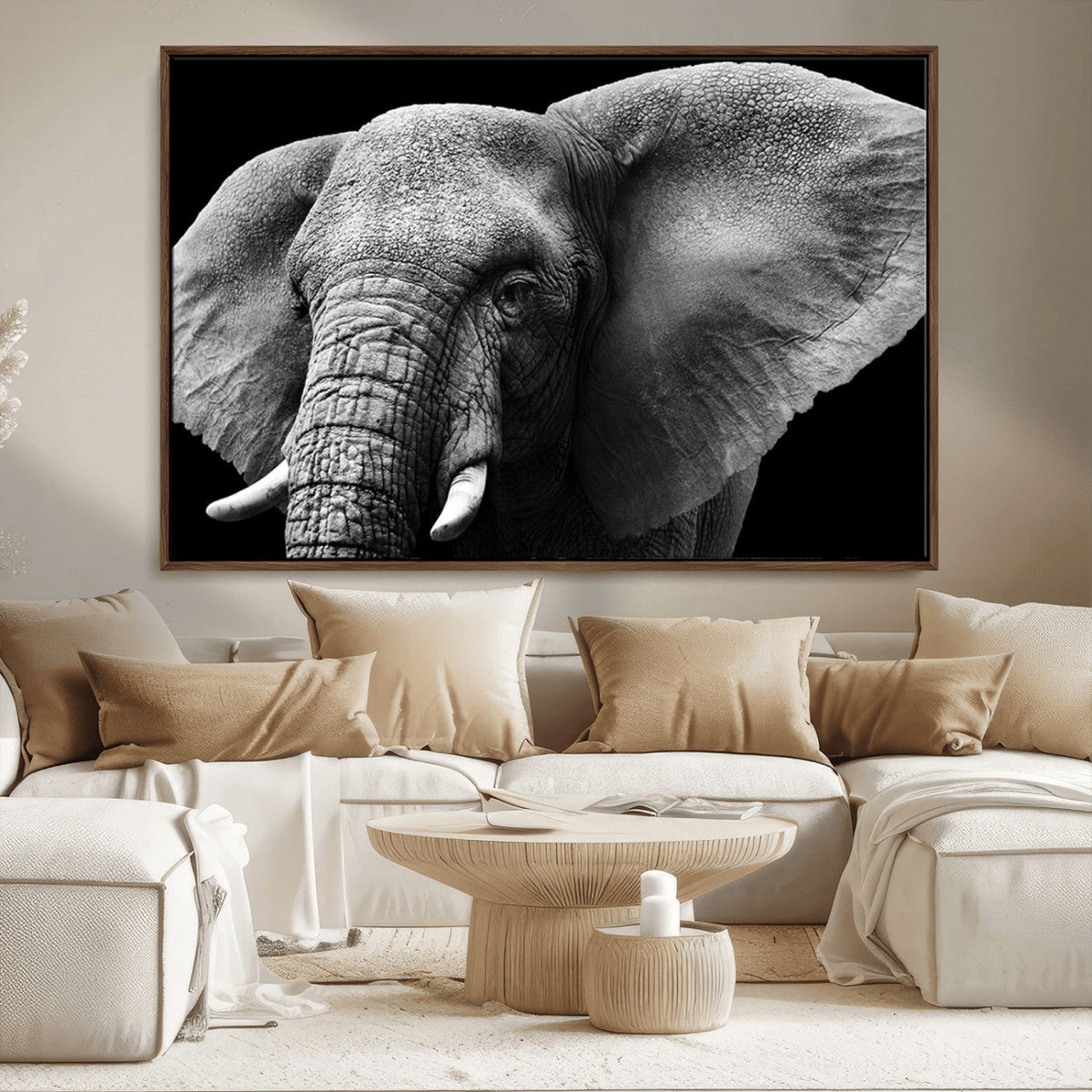 Big Elephant Close Up Wall Art Canvas Print