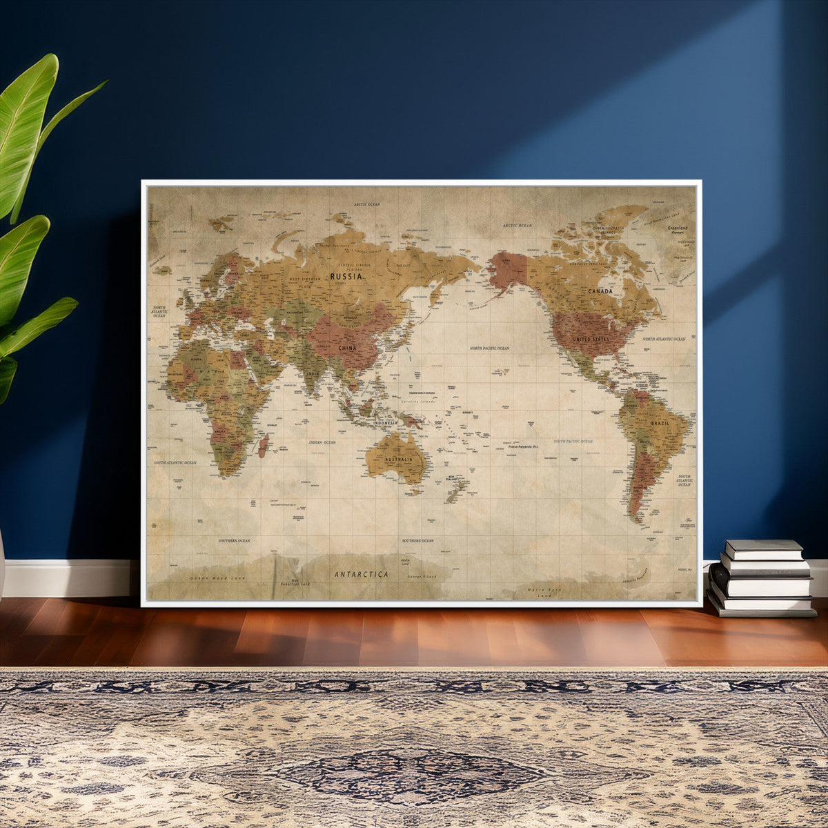 Vintage Detailed World Map Wall Art Canvas Print – Antique