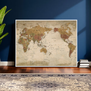 Vintage Detailed World Map Wall Art Canvas Print – Antique