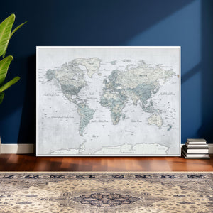 World Map Canvas Print – Detailed Map of the World Wall Art