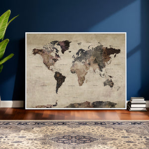 World Map Canvas Print – Detailed Map of the World Adventure