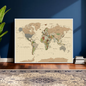 Extra Large World Map Canvas Print – Detailed Map of the