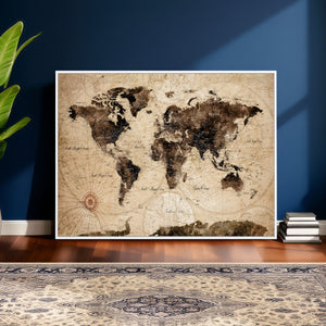 World Map Wall Art Canvas Print