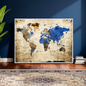 World Map Canvas Print – Colorful Abstract Travel Map,