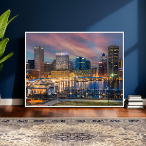 Baltimore Skyline Wall Art Canvas Print, Baltimore Downtown