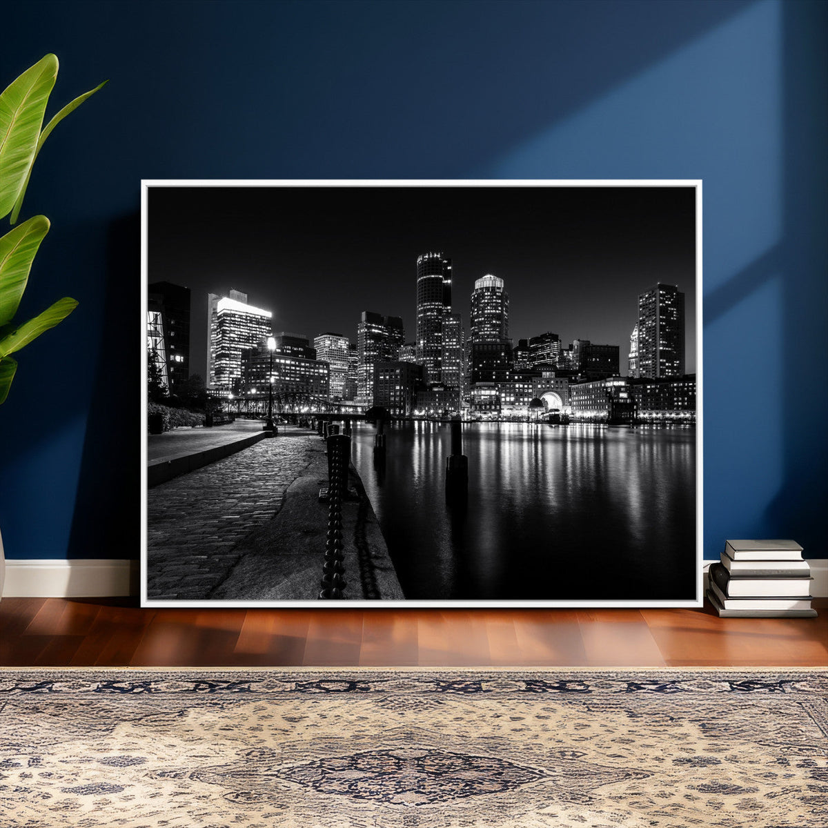 Boston Wall Art Canvas Print, Boston City Downtown Night