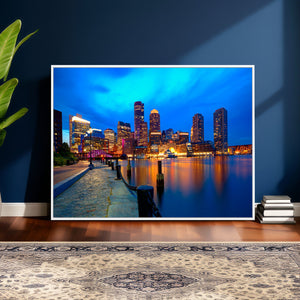 Boston Wall Art Canvas Print, Boston City Downtown Night