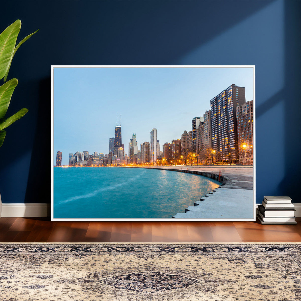 Chicago Wall Art Canvas Print, Chicago City Downtown Night