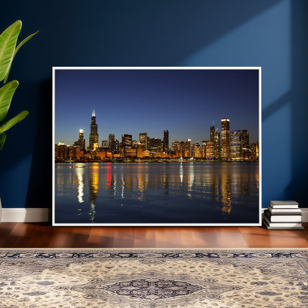 Chicago Wall Art Canvas Print - Chicago City Downtown Night