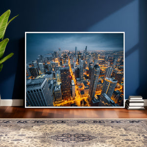 Chicago Wall Art Canvas Print - Chicago City Downtown Night