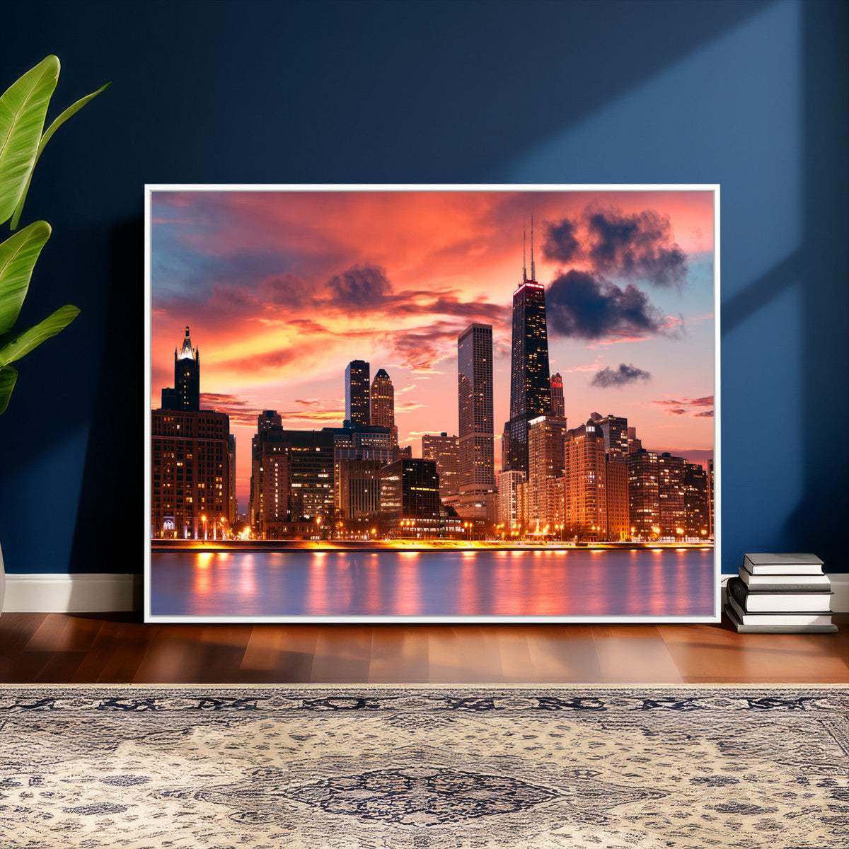 Chicago Wall Art Canvas Print - Chicago City Downtown Night