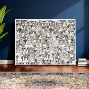 Abstract Texas Cow Wall Art Canvas Print - Farm Longhorn
