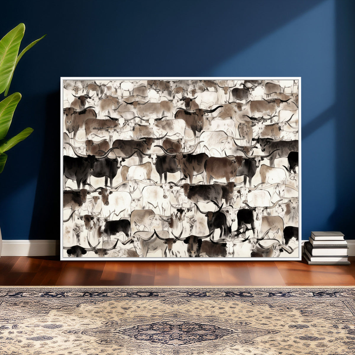 Abstract Texas Longhorn Print - Longhorn Herd Print for