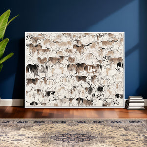 Abstract Texas Cow Canvas Print for Cabin and Western Home