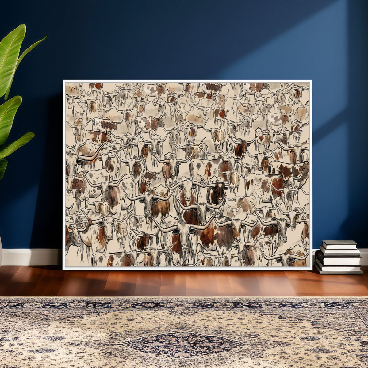 Abstract Longhorn Wall Art Canvas Print - Farm Animal