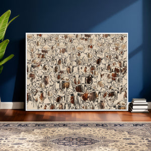 Abstract Longhorn Wall Art Canvas Print - Farm Animal