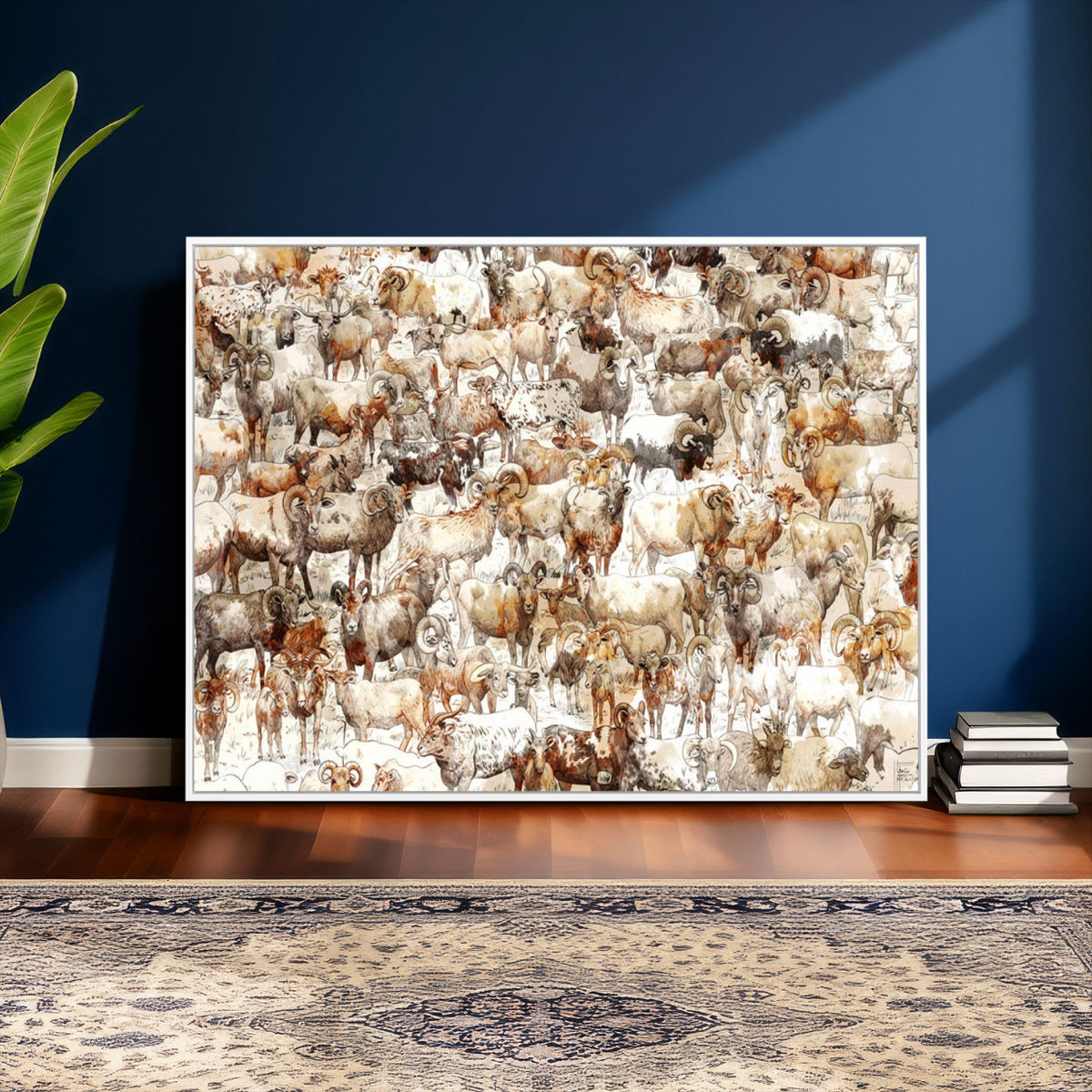 Farmhouse Bighorn Sheep Wall Art Canvas Print - Abstract