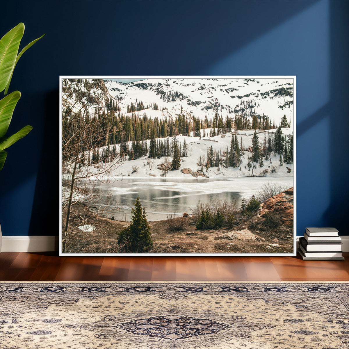 Snowy Mountain Landscape Wall Art Canvas Print, Alpine Pine