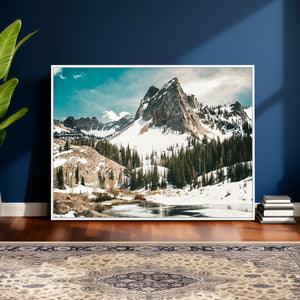 Snowy Mountain Wall Art Canvas Print, Alpine Pine Forest