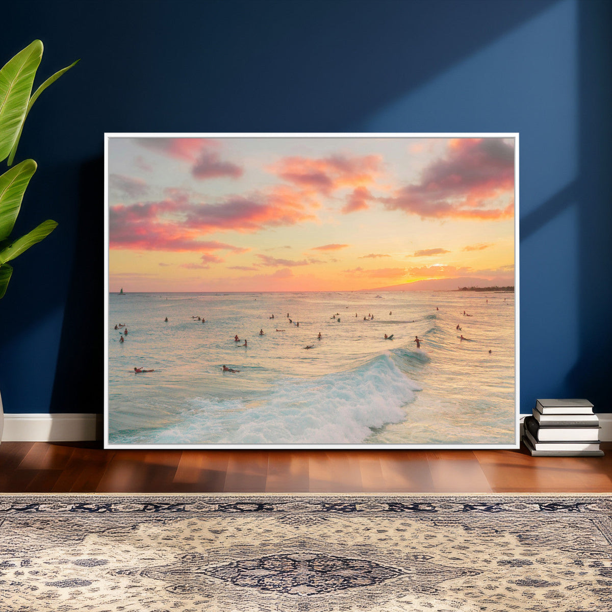 Sunset Beach Wall Art Canvas Print – Soft Coastal