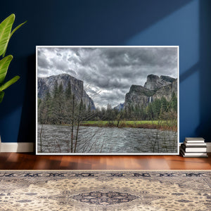 Yosemite Valley River Wall Art Canvas Print, Granite Cliffs