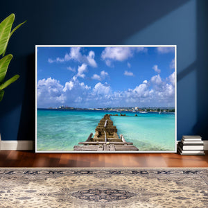 Caribbean Ocean Pier Seascape Wall Art Canvas Print,
