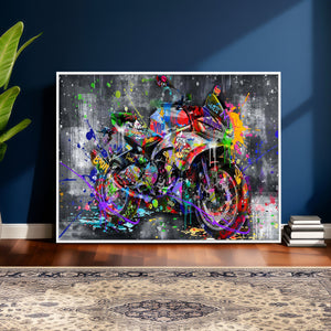 Graffiti Motorcycle Wall Art Canvas Print, Urban Street Art