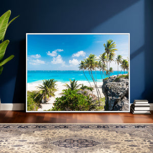 Tropical Beach Wall Art Canvas Print, Palm Tree Ocean