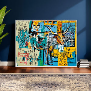 Basquiat Style Bird Bull Graffiti Wall Art Canvas Print,