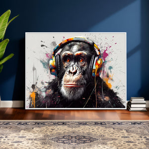 Dj Monkey Wall Art Canvas Print – Colorful Pop Art Banksy