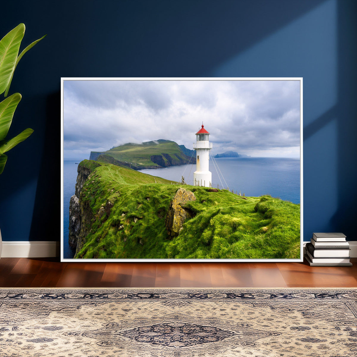 Coastal Lighthouse Wall Art Canvas Print, Cliffside Ocean