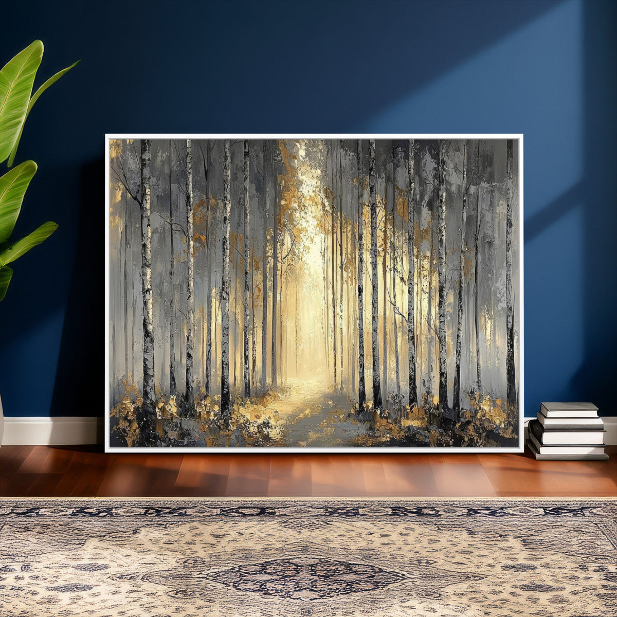 Abstract Birch Forest Wall Art Canvas Print – Modern Neutral