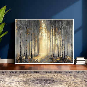 Abstract Birch Forest Wall Art Canvas Print – Modern Neutral