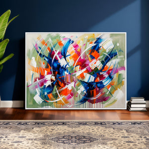 Geometric Abstract Wall Art Canvas Print, Orange Blue